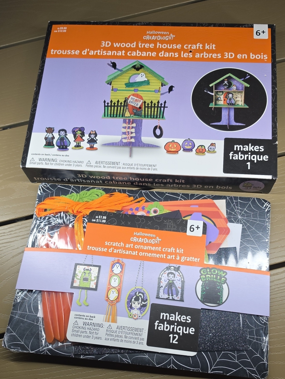 Halloween 3D Wood Tree House & Scratch Art Ornament Craft Kits - Orange/Black